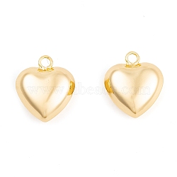 Ion Plating(IP) Brass Pendants, Heart Charms, Real 18K Gold Plated, 23x20x9.5mm, Hole: 3mm(KK-O146-03C-G)