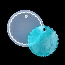 Pendant Silicone Molds, Resin Casting Molds, For UV Resin, Epoxy Resin Jewelry Making, Flat Round, White, 68x12mm, Hole: 5mm(X-DIY-I011-29)