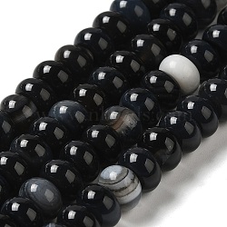 Natural Black Agate Beads Strands, Dyed & Heated, Rondelle, Black, 8~8.5x4.5~5.5mm, Hole: 1.4mm, about 41pcs/strand, 7.40~7.48''(18.8~19cm)(G-H295-C03-06)