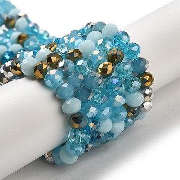 Glass Beads Strands, Faceted, Rondelle, Pale Turquoise, 8x6mm, Hole: 1mm, about 65~68pcs/strand, 15.7~16.1 inch(40~41cm)