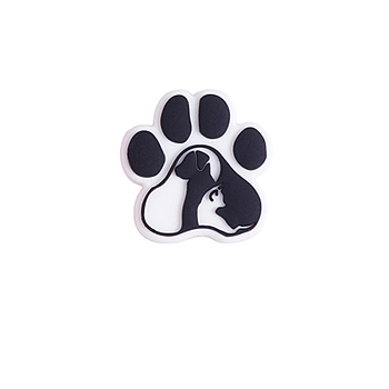 Dog Paw Print Silicone Focal Beads, Chewing Beads For Teethers, DIY Nursing Necklaces Making, Black, 29.5x27x8mm