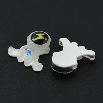 Space Theme Translucent Resin Cabochons, Spaceman Shape with Lightning Bolt Pattern, Black, 23x22x8mm