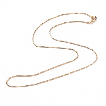 Brass Venetian Chain, Box Chain Necklaces, with Lobster Claw Clasps, Long-Lasting Plated, Golden, 16.53 inch(42cm), 1mm
