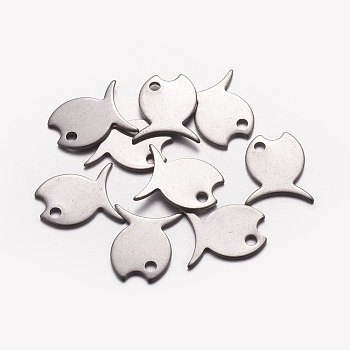 Stainless Steel Pendants, Fish, Stainless Steel Color, 14.5x12.5x1mm, Hole: 1mm