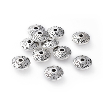 Tibetan Silver Beads, Lead Free and Cadmium Free, Bicone, Antique Silver, about Round, 12mm in diameter, 4.5mm thick, hole: 2mm