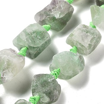 Raw Rough Natural Fluorite Agate Beads Strands, Nuggets, 19~28x15~26x14~22mm, Hole: 3.7mm, about 16pcs/strand, 16.73''(42.5cm)