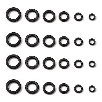 SUPERFINDINGS 180Pcs 6 Style Paint Spraying Brass Split Ring, Lure Tackle Connector, Fishing Accessory, Black, 2~4.4x0.5~0.7mm, Hole: 1.2~3mm, 30pcs/style