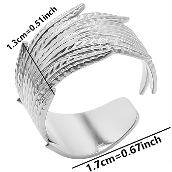 Minimalist Wheat 304 Stainless Steel Cuff Rings, Wide Band Open Rings