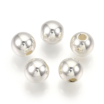 ABS Plastic Beads, Round, Silver Color Plated, 11.5~12x11~11.5mm, Hole: 2mm, hole: 2~2.5mm, about 560pcs/500g
