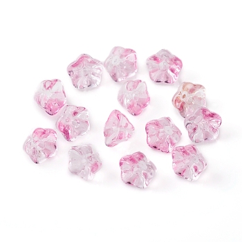 Electroplate Glass Beads, Trumpet Flower, Pink, 8.5x8x5.5mm, Hole: 1mm