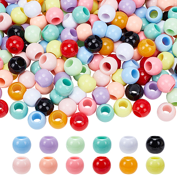 Nbeads 240Pcs 12 Colors Opaque Acrylic European Beads, Large Hole Beads, Rondelle, Mixed Color, 14x11mm, Hole: 6.5mm, 20pcs/color