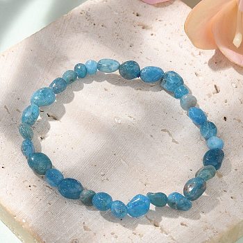 Natural Apatite Bead Stretch Bracelets, Tumbled Stone, Nuggets, 2~2-1/4 inch(5.2~5.6cm), Bead: 7~13x6~10mm