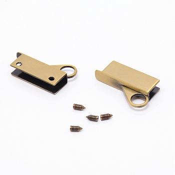 Zinc Alloy Bag Lock Catch Clasps, with Screws, Rectangle, Antique Bronze, 3.3x1.95x0.65cm