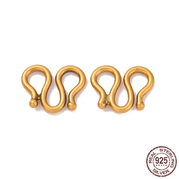925 Sterling Silver S-hook Clasps, Antique Golden, 9x11.5x1.5mm, Hole: 3mm