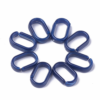 Acrylic Linking Rings, Quick Link Connectors, Imitation Gemstone Style, For Cable Chains Making, Oval, Dark Blue, 18.5x11.5x5mm, Inner Measure: 14x7mm, about 1130pcs/500g