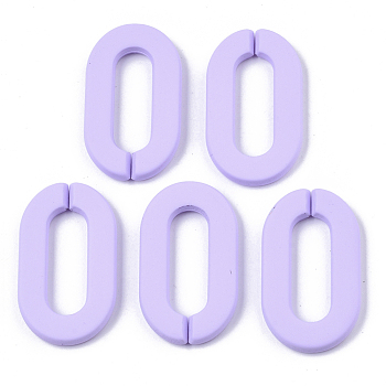 Opaque Spray Painted Acrylic Linking Rings, Quick Link Connectors, for Cable Chains Making, Unwelded, Oval, Lilac, 36x21x4mm, Inner Diameter: 24x8mm