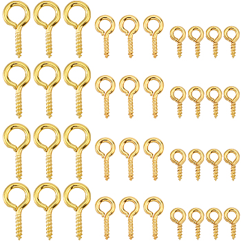 600Pcs 3 Size Iron Screw Eye Pin Peg Bails, For Half Drilled Beads, Golden, 8~13x4~6.5x1~1.5mm, Hole: 2~4mm, 200Pcs/style