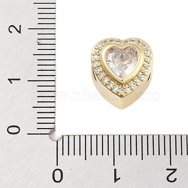 Heart Rack Plating Brass Micro Pave Cubic Zirconia European Beads(KK-B097-07G-02)-3