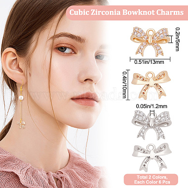 12Pcs 2 Colors Rack Plating Brass Micro Pave Cubic Zirconia Charms(ZIRC-BBC0001-30)-2