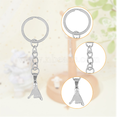 Pull Hook Gesture Alloy Pendant Keychain(KEYC-WH0036-36B)-3