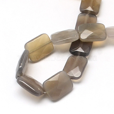 Rectangle facettes perles en agate grise naturelle brins(X-G-R304-08)-2