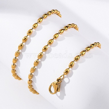 304 Stainless Steel Rice Chain Necklaces(NJEW-Z057-06G)-3