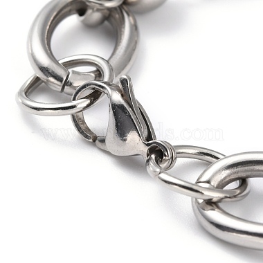 304 Stainless Steel Round Link Chain Bracelets(BJEW-I293-01P)-3