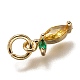 Brass Micro Pave Gold & Green Cubic Zirconia Charms(X-ZIRC-I051-07G)-3