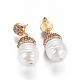 Natural Pearl Dangle Stud Earrings(EJEW-F230-03G)-2