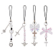 Acrylic Bowknot Heart Pearl Mobile Straps(HJEW-PH01890)-1