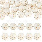 20Pcs Handmade Bumpy Lampwork Beads, Hand Painted Beads, with Enamel, Round, Brown&White, 11~11.5x12~12.5x12~12.5mm, Hole: 1.7mm(LAMP-TA0002-36)