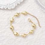304 Stainless Steel Teardrop Link Chains Bracelets for Women, Golden, 6.97 inch(17.7cm)(BJEW-JB13427)