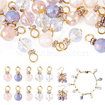 25Pcs Electroplate Glass Charms, Round, with Iron Loop, Faceted(96 Faceted), Golden, Mixed Color, 14.6mm, Hole: 2.5mm(PALLOY-TAC0314)