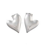 Non-Tarnish 304 Stainless Steel Stud Earrings, Heart, Stainless Steel Color, 15.5x15mm(EJEW-P258-12P)