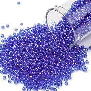 TOHO Round Seed Beads, Japanese Seed Beads, (178) Transparent AB Sapphire, 11/0, 2.2mm, Hole: 0.8mm, about 1110pcs/bottle, 10g/bottle(SEED-JPTR11-0178)
