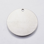 304 Stainless Steel Stamping Blank Tag Pendants, Flat Round, Stainless Steel Color, 30x1mm, Hole: 2mm(STAS-P225-032P)