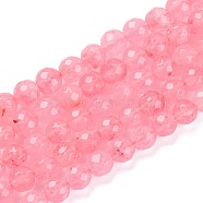 Natural Malaysia Jade Beads Strands, Dyed, Faceted, Round, Pink, 6mm, Hole: 1mm, about 62pcs/strand, 14.5 inch(G-K288-6mm-14)