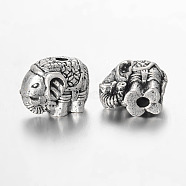 Elephant Alloy Beads, Antique Silver, 9.5x11.5x7.5mm, Hole: 2mm(PALLOY-L161-03AS)