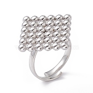 304 Stainless Steel Rhombus Adjustable Ring for Women, Stainless Steel Color, Inner Diameter: 17~19mm(RJEW-E055-02P)