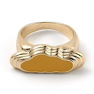 Alloy Enamel Finger Rings, Cloud, Light Gold, Goldenrod, US Size 6, Inner Diameter: 17mm(RJEW-H539-03B-LG)