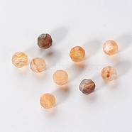 Natural Agate Beads, Dyed & Heated, Faceted, Round, Wheat, 5mm, Hole: 1mm(G-G813-04D)