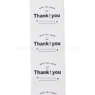 Self-Adhesive Paper Gift Tag Stickers with Word Thank You, for Party, Decorative Presents, White, 50x60mm 120pcs/roll(DIY-R084-05B)