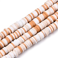 Handmade Polymer Clay Beads Strands, for DIY Jewelry Crafts Supplies, Heishi Beads, Disc/Flat Round, Sandy Brown, 6x0.5~2mm, Hole: 1.6mm, about 360~390pcs/strand, 17.5 inch~17.9 inch(44.5~45.5cm)(CLAY-R089-6mm-095)