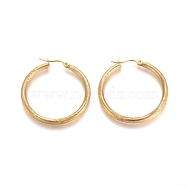304 Stainless Steel Geometric Hoop Earrings, Hypoallergenic Earrings, Twist Ring, Golden, 35~35.5x3mm, 9 Gauge, Pin: 1x0.6mm(STAS-D171-16A-G)