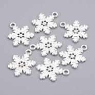 Tibetan Style Alloy Snowflake Pendants, Cadmium Free & Nickel Free & Lead Free, Silver, 22x16x2mm, Hole: 1.5mm(TIBEP-EA115Y-S-FF)