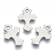 201 Stainless Steel Tiny Cross Charms, Laser Cut, Stainless Steel Color, 14.5x10x0.8mm, Hole: 1.8mm(STAS-R116-090)