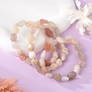 Natural Multi-Moonstone Stretch Beaded Bracelets, Tumbled Stone, Nuggets, 1-7/8 inch~2-1/8 inch(4.8~5.5cm), Beads: 8~16.5x7~10mm(X-BJEW-K213-C14)