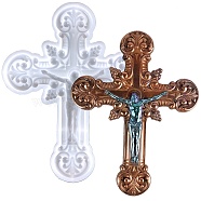 DIY Religion Themed Display Decoration Silicone Molds, Resin Casting Molds, Crucifix Cross, White, 205x162x17mm, Inner Diameter: 196x153mm(HAWE-PW0001-009)