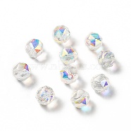Glass Imitation Austrian Crystal Beads, Faceted, Round, Clear AB, 10x9mm, Hole: 1mm(GLAA-H024-10A)