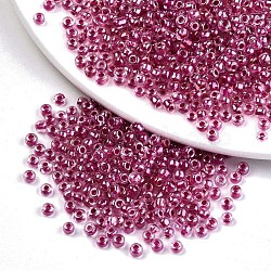 6/0 Glass Seed Beads, Transparent Inside Colours Luster, Round Hole, Round, Old Rose, 6/0, 4~5x2.5~4.5mm, Hole: 1.2mm, about 1000pcs/100g(X1-SEED-A015-4mm-2209)
